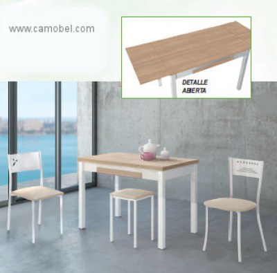 Conjunto mesa Meri 100x60 cm extensible con 4 asientos
