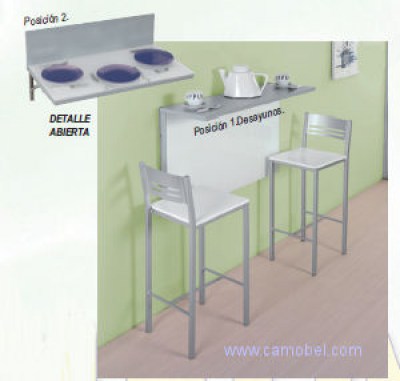 Pack mesa de cocina extensible + 4 sillas + 2 taburetes negro